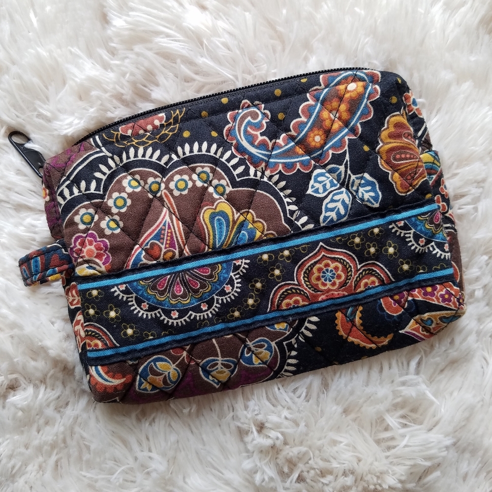 Vera Bradley Boho Brown, Teal, Black Cosmetic Bag